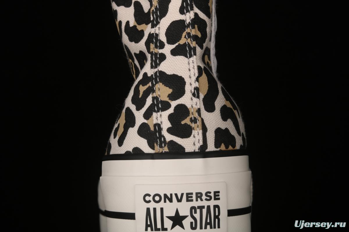 Converse All Star Lift classic leopard print thick-soled high-upper canvas shoes 570915C