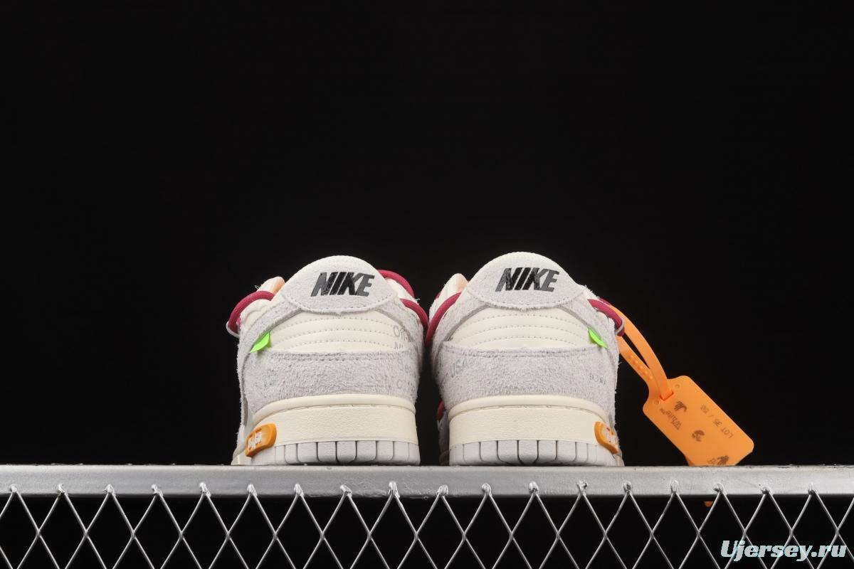 OFF-White x NIKE DUNK Low 12 of 50 OW suede SB buckle rebound fashion casual board shoes DJ0950-114