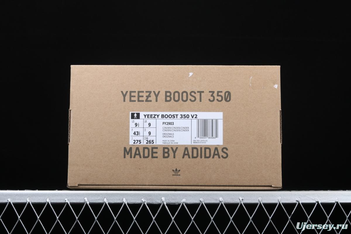 Adidas Yeezy Boost 350 V2 Cinder FY2903 Darth Coconut 350 second generation hollowed-out side transparent black angel color BASF popcorn