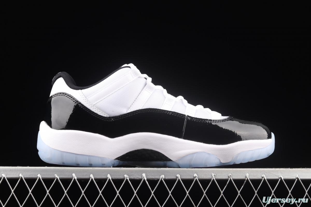 Air Jordan 11 Low Concord 1 kangkou white and black original standard real carbon fiber low top basketball shoes 528895-153