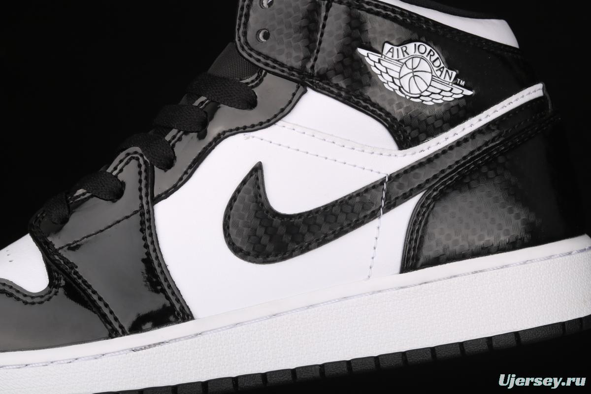 Air Jordan 1 Mid All-Star Bang all-Star black and white lacquered leather basketball shoes DD1649-001