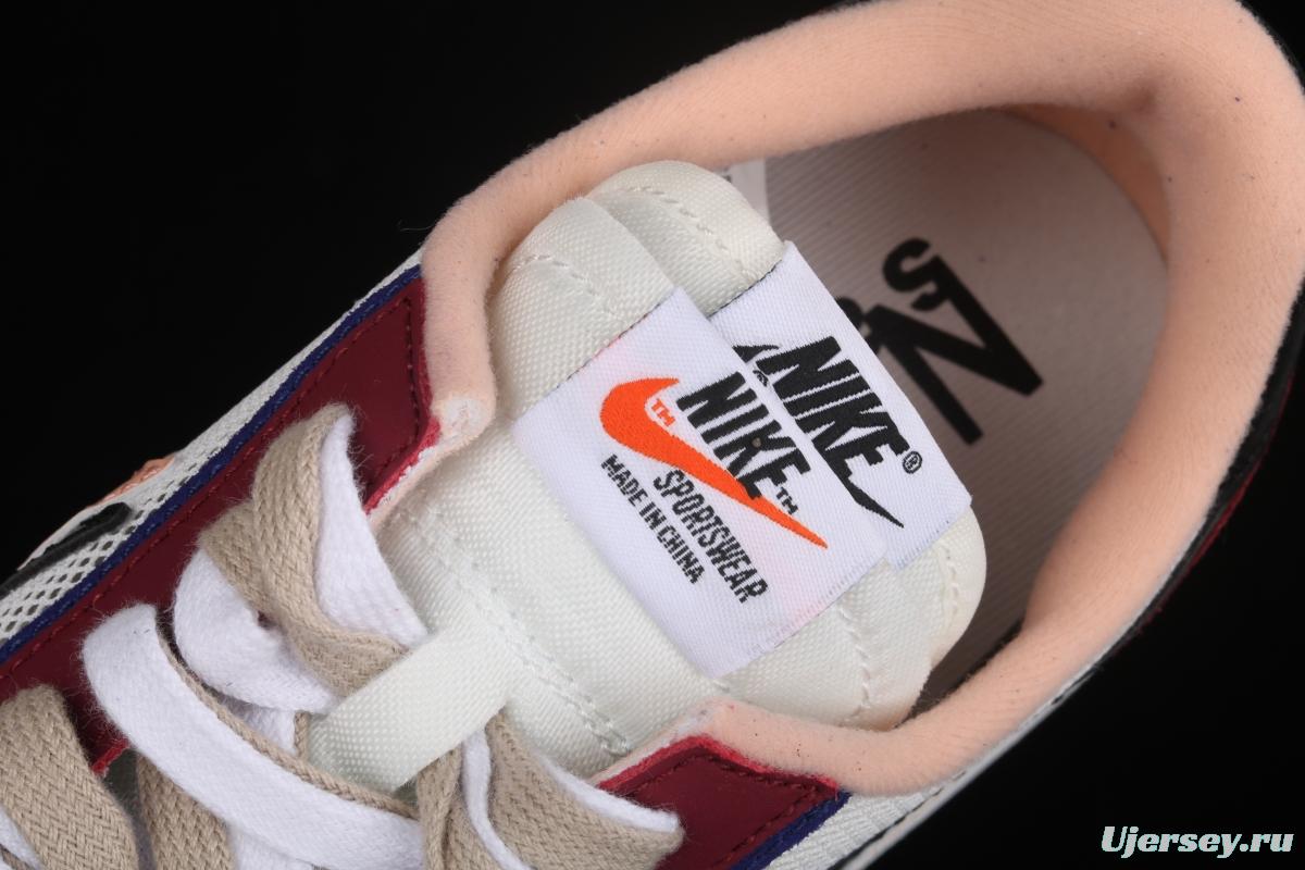 Sacai x NIKE LVD Waffle Daybreak co-signed catwalk style net gauze leather splicing double hook Swoosh running shoes BV0073-700