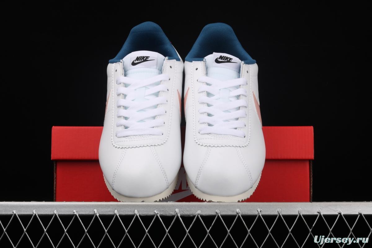 NIKE Classic Cortez Leather Forrest Gump fresh white powder matching leather running shoes 807471-114