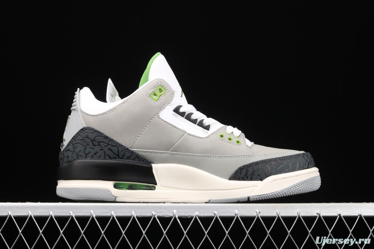 Air Jordan 3 Retro Chlorophyll AJ3 Joe 3 chlorophyll Gray Green manuscript 136064-006