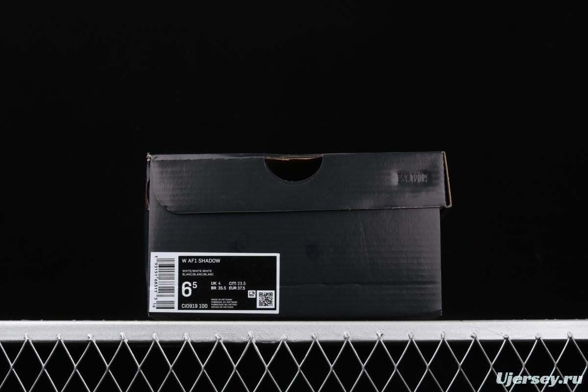 NIKE Air Force 1 ShAdidasow all white light weight heightened low-top white board shoes CI0919-100