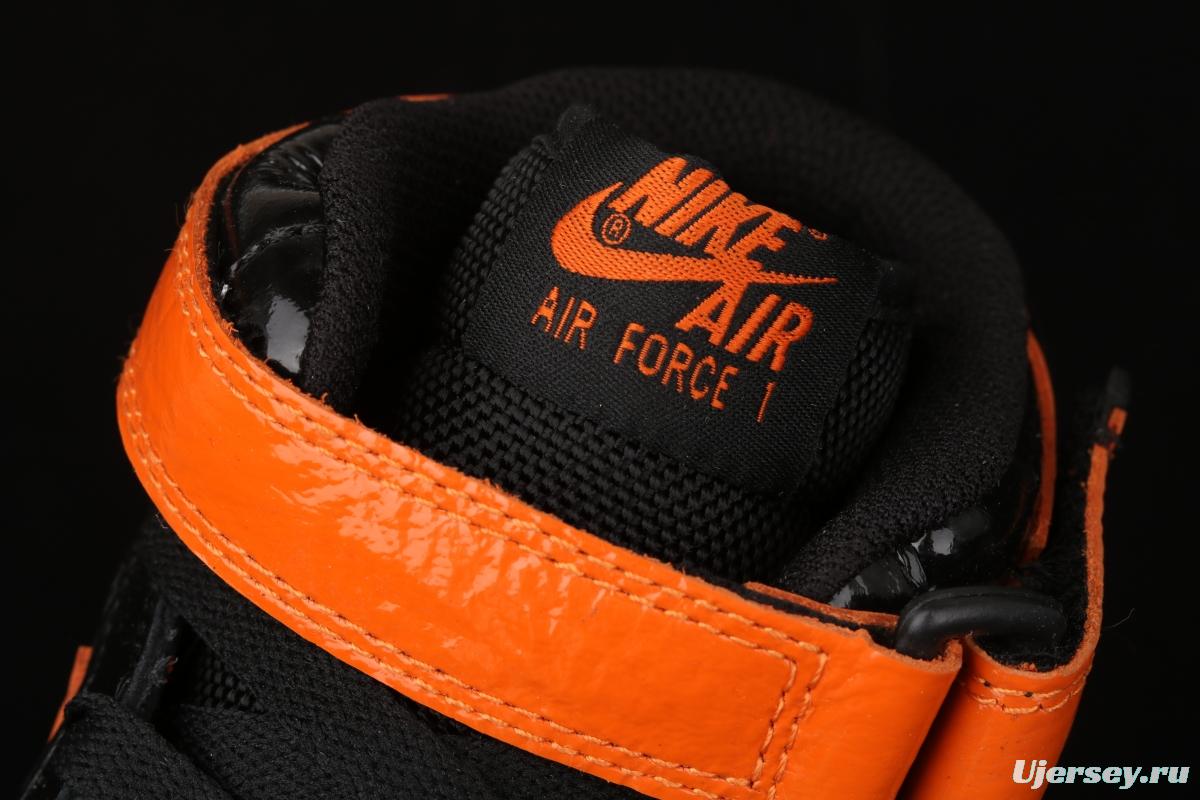 NIKE Air Force 11607 Mid in the help / retractor lacquered leather black orange 804609-188