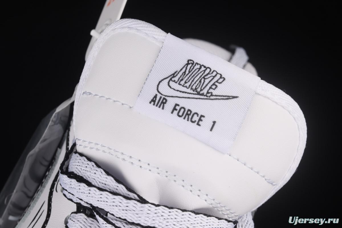 NIKE Air Force 11607 Low Hand drawn initial manuscript black and white color matching low-top casual board shoes CW2288-222,