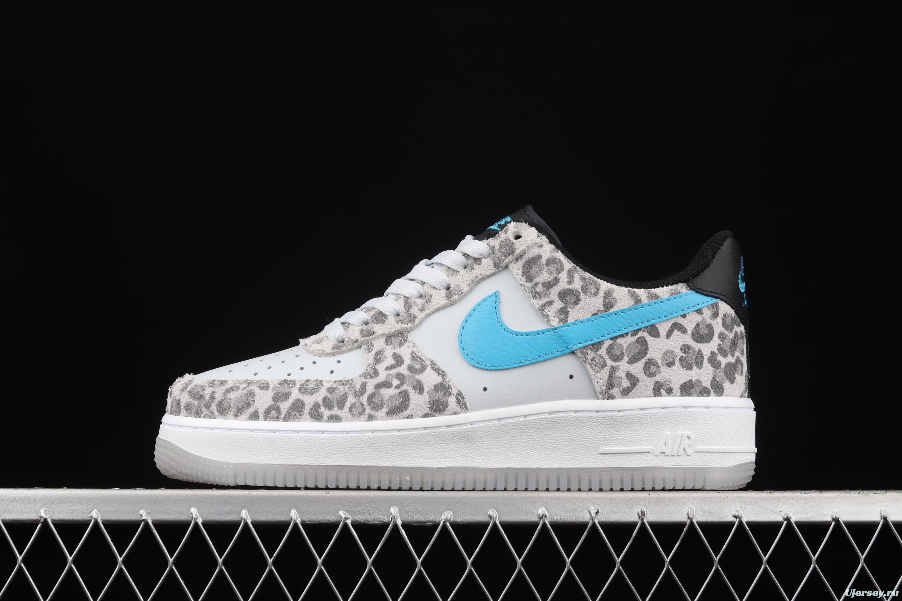 NIKE Air Force 1 Low Leopard gray, white and blue leopard print low-top casual board shoes DDJ6192-001