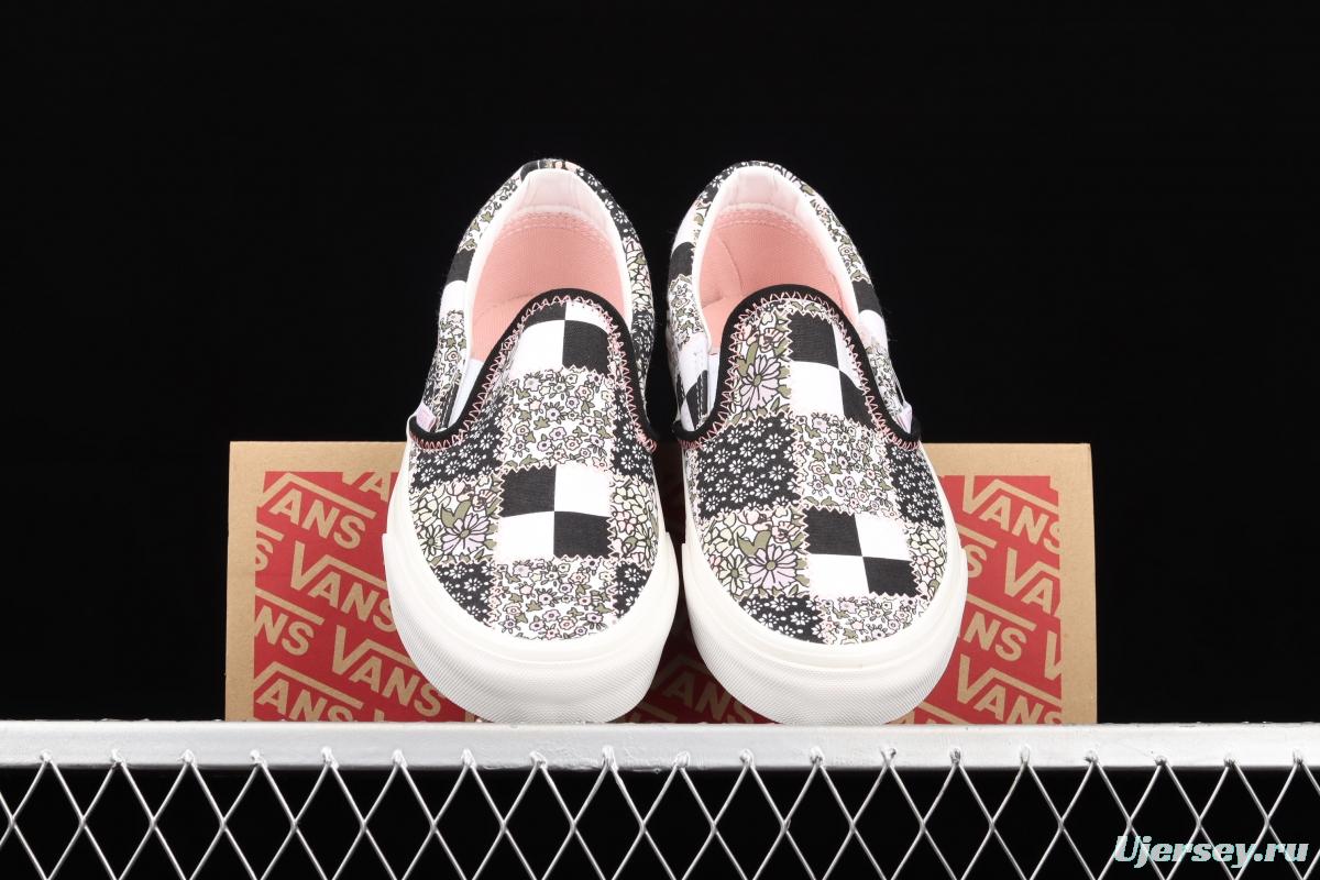 Vans Classic Slip-On MeAdidasow Patchwork series plaid splicing rag low-top casual board shoes VN0A33TB9FY