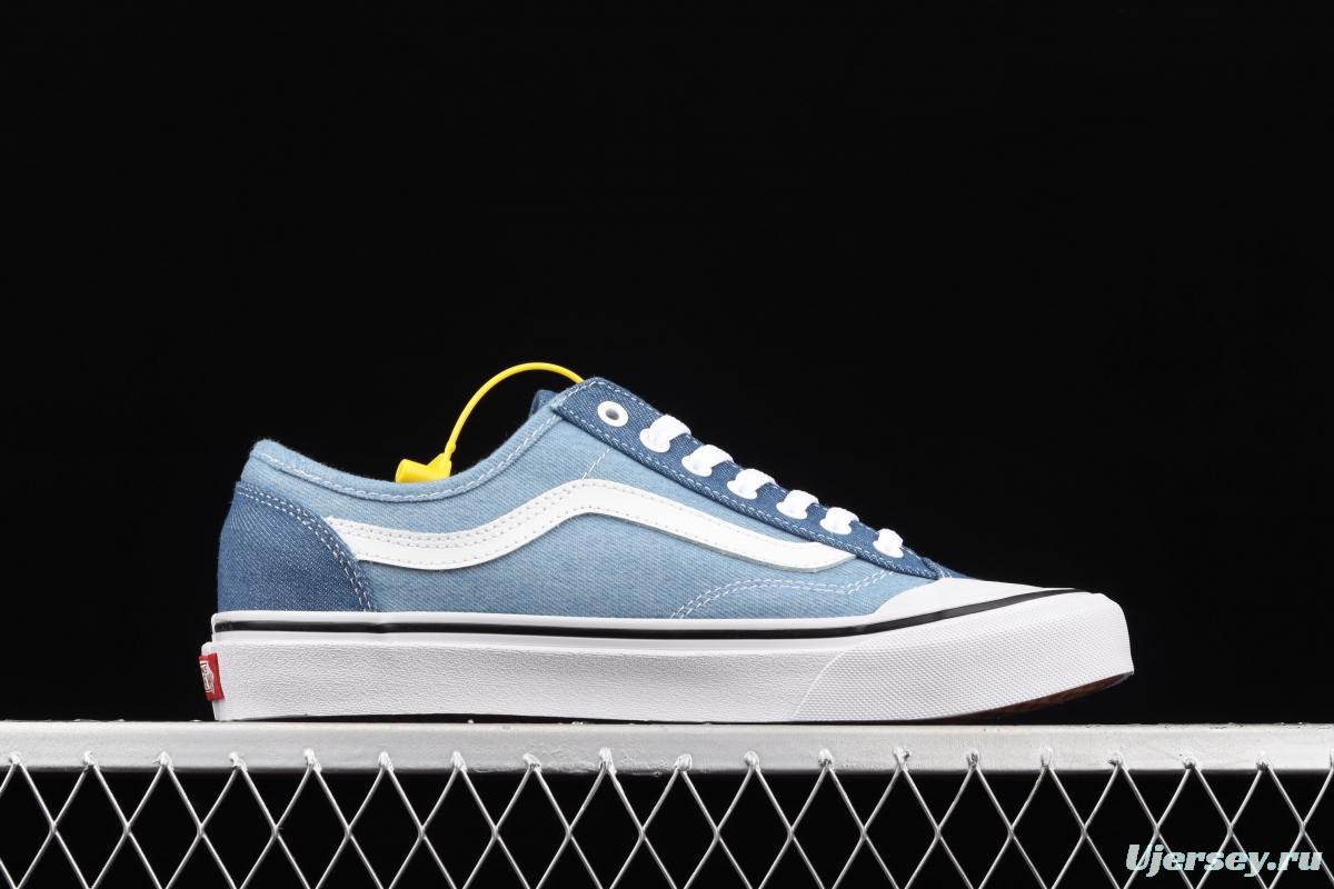 Vans Style 36 half-moon Baotou water wash color denim blue ultra-thin canvas vulcanized board shoes VN0A38G1Q70