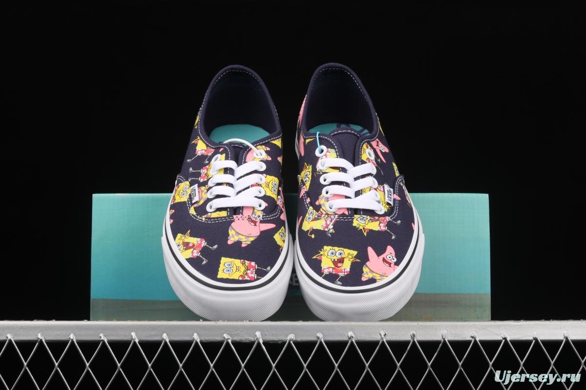 SpongeBob x Vans Comfycush Authentic 2021 joint color printing cartoon customized low-side vulcanized canvas leisure sports board shoes VN0A3WM7YZ1