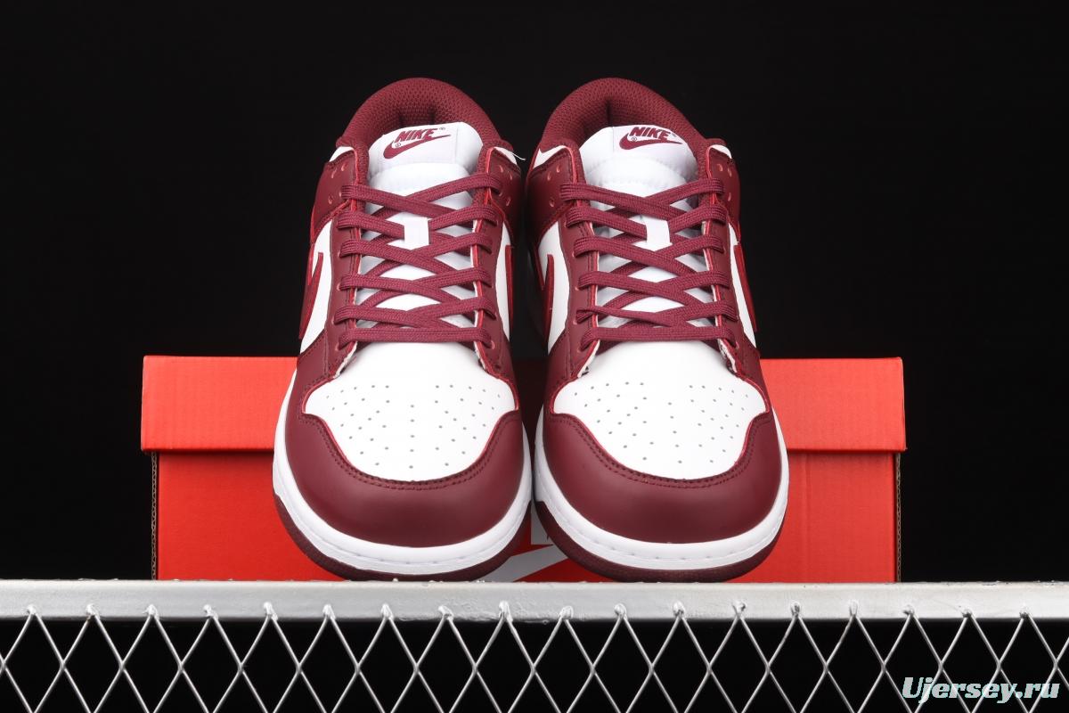 NIKE SB DUNK Low Prm wine red and white color SB buckle rebound fashion leisure board shoes DD1503-108