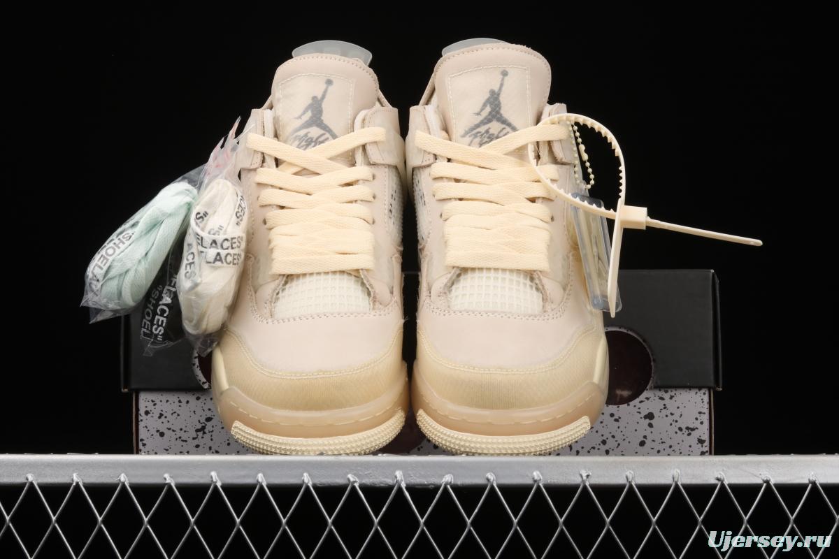 OFF-White x Air Jordan 4 Retro Cream/Sail help retro leisure sports culture basketball shoes CV9388-100