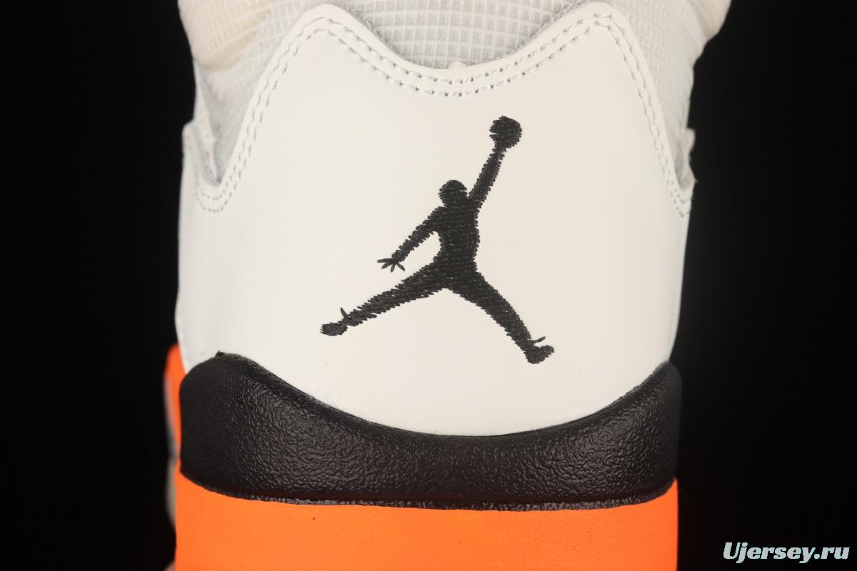Air Jordan 5 Shattered Backboard white orange buckle shredded high top basketball shoes DC1060-100