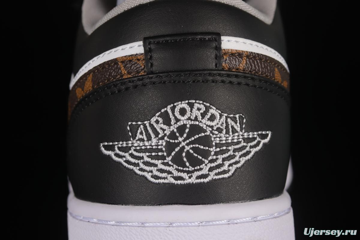 LV x Air Jordan 1 custom low-top retro culture basketball shoes 553558-039