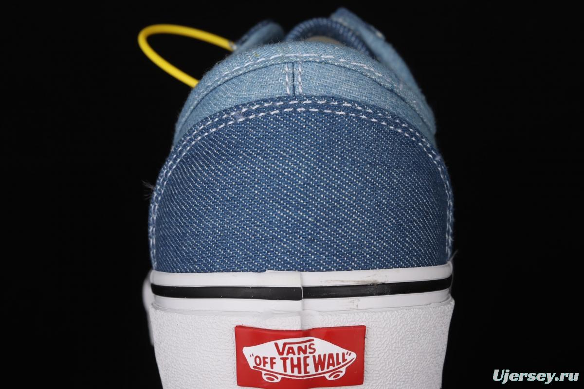 Vans Style 36 half-moon Baotou water wash color denim blue ultra-thin canvas vulcanized board shoes VN0A38G1Q70