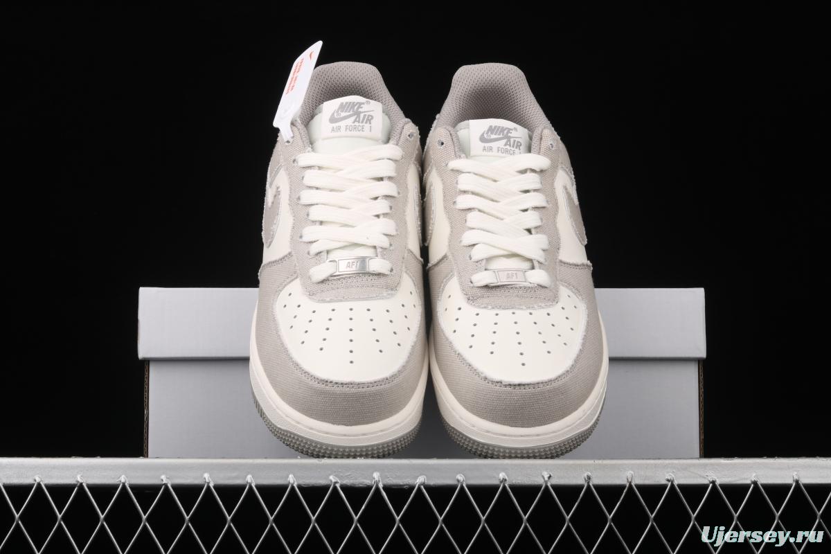 NIKE Air Force 1x07 sail leather spliced low-top casual board shoes BQ5806-228