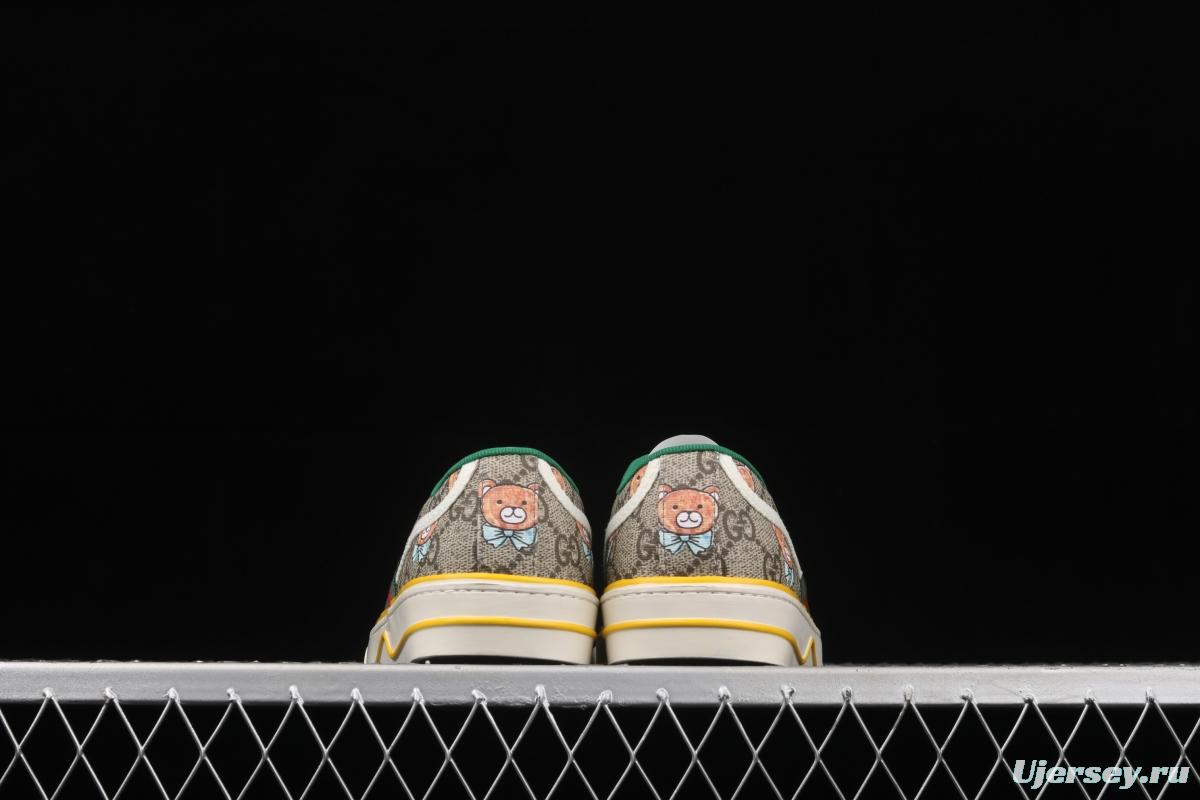 Gucci Tennis 1977 Print Sneaker canvas bear printed retro leisure sports board shoes