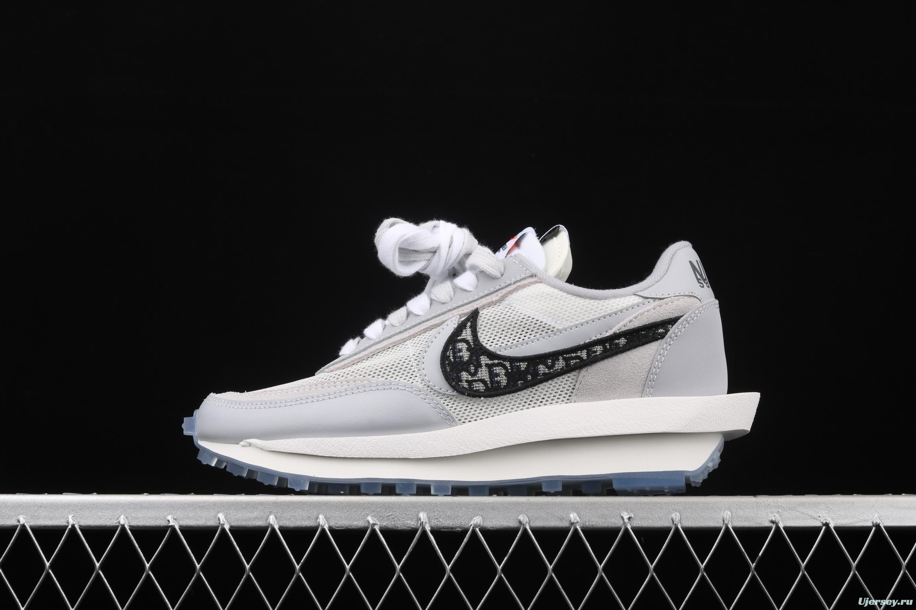 Dior x Sacai x NIKE LVD Waffle Daybreak co-signed catwalk style double hook Swoosh running shoes BV0073-068,