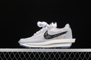 Dior x Sacai x NIKE LVD Waffle Daybreak co-signed catwalk style double hook Swoosh running shoes BV0073-068,