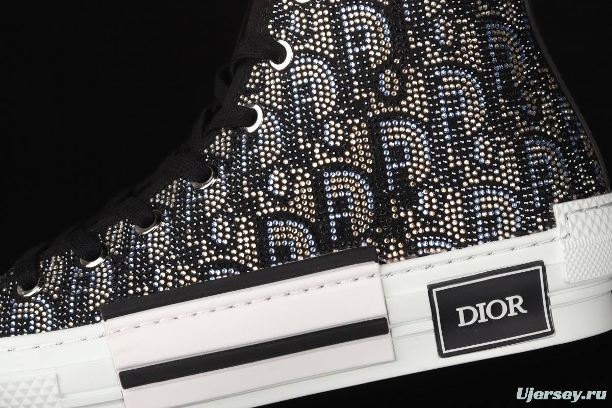 Authentic Dior B23 Oblique High Top Sneakers Dior CD ghosting high upper board shoes 3SH118YJR 063 White/Black