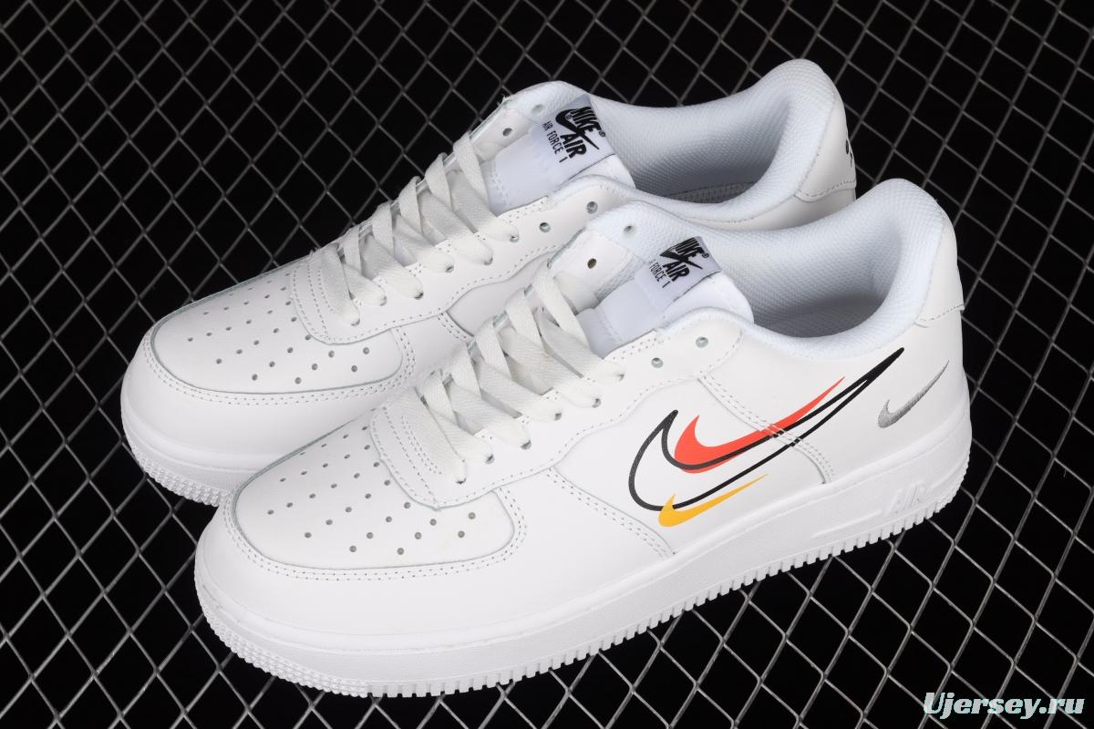 NIKE Air Force 1 Low Multi Swoosh all-white colorful low-top casual board shoes DM9096-100