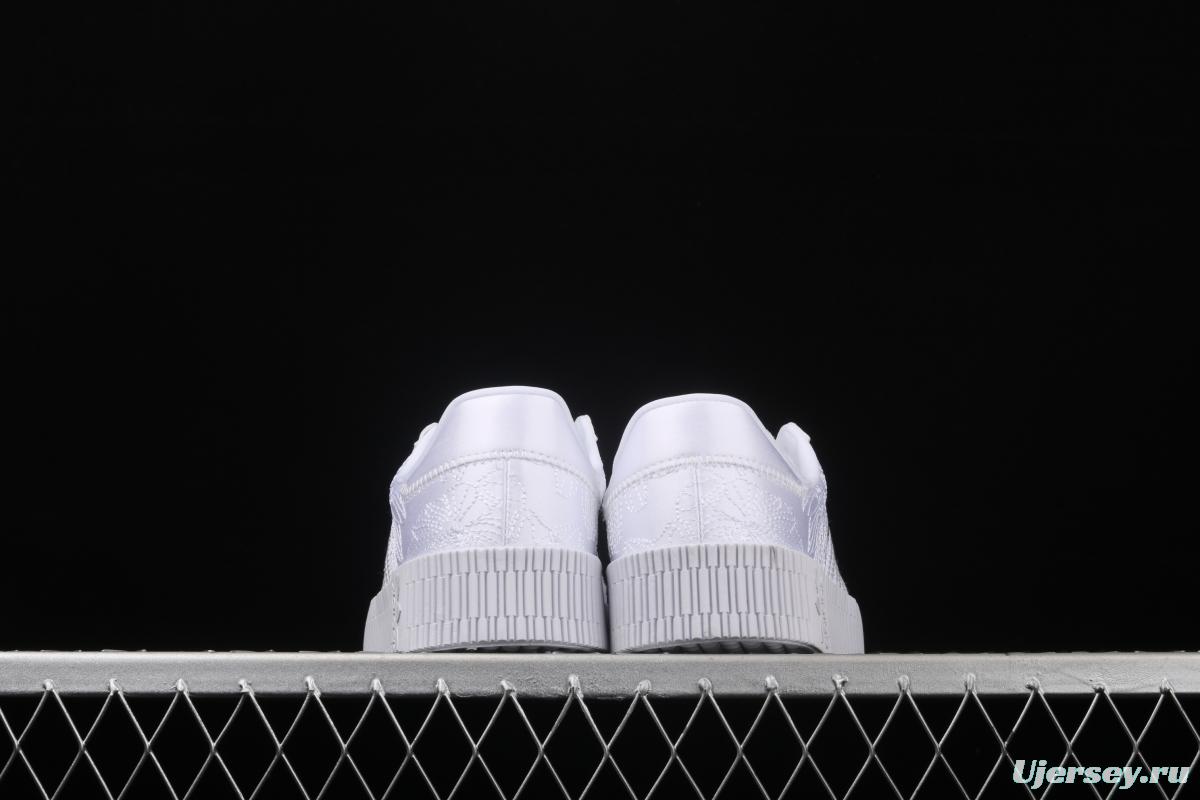 Adidas Sambarose W EG5158 clover vintage pure white embroidered thick-soled high board shoes