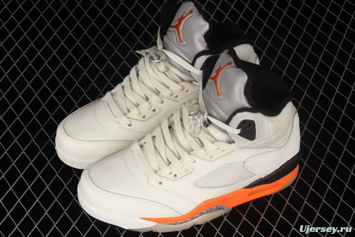 Air Jordan 5 Shattered Backboard white orange buckle shredded high top basketball shoes DC1060-100