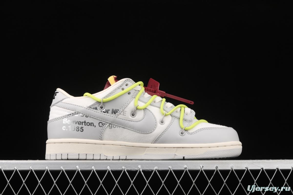 OFF-White x NIKE DUNK Low 04 of 50 OW white gray leisure sports skateboard shoes DM1602-106