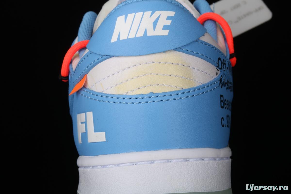 OFF-White x Futura x DUNK OW Coast joint model North Carolina blue color retro skateboard shoes DD0856-403