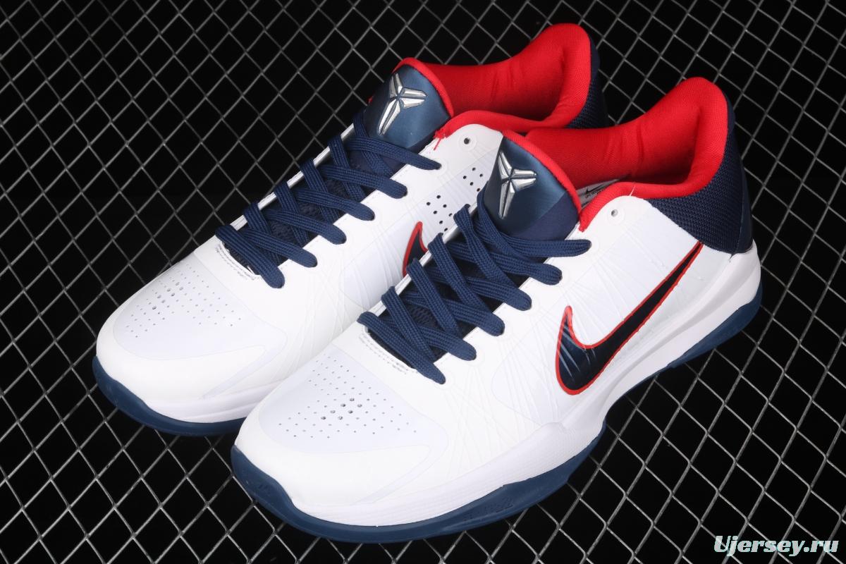 NIKE Zoom Kobe V Protro White, Blue and Red Kobe Bryant 5 2020 reproduce low-end sports basketball shoes 386429-105