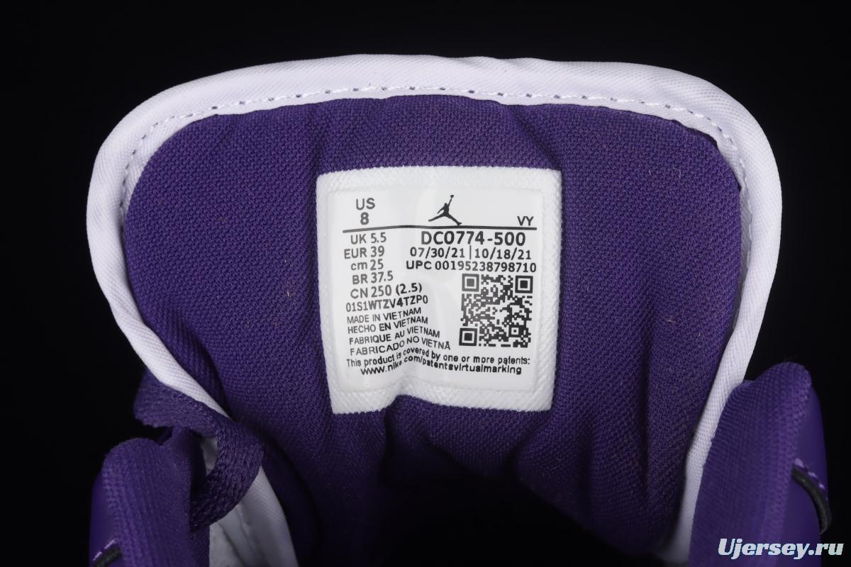 Air Jordan Low White and Purple Coat low-end Culture Leisure Sports Basketball shoes DC0774-500