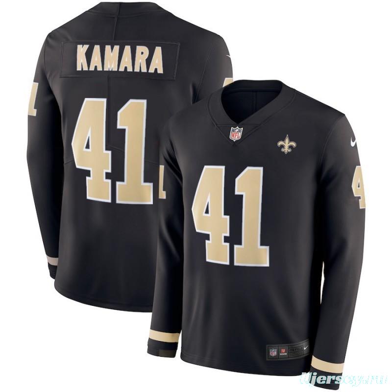 Men's Alvin Kamara Black Therma Long Sleeve Player Limited Team Jersey