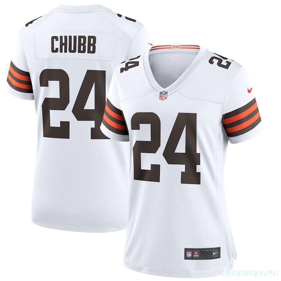 Women's Nick Chubb White Player Limited Team Jersey