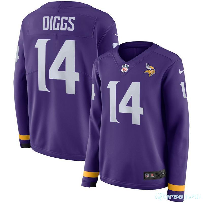 Women's Stefon Diggs Purple Therma Long Sleeve Player Limited Team Jersey