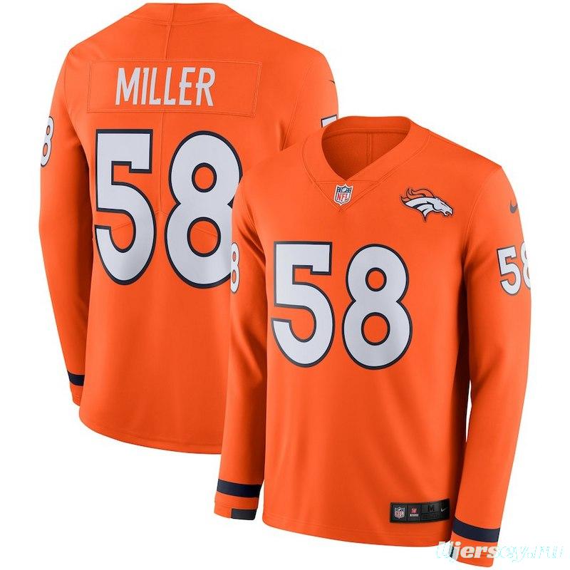 Men's Von Miller Orange Therma Long Sleeve Player Limited Team Jersey