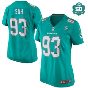 Women's Ndamukong Suh Aqua 2015 Patch Player Limited Team Jersey