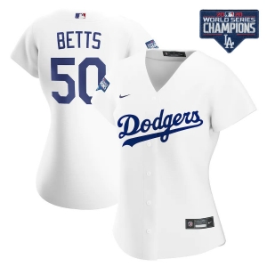 Women's Mookie Betts White 2020 World Series Champions Home Player Team Jersey