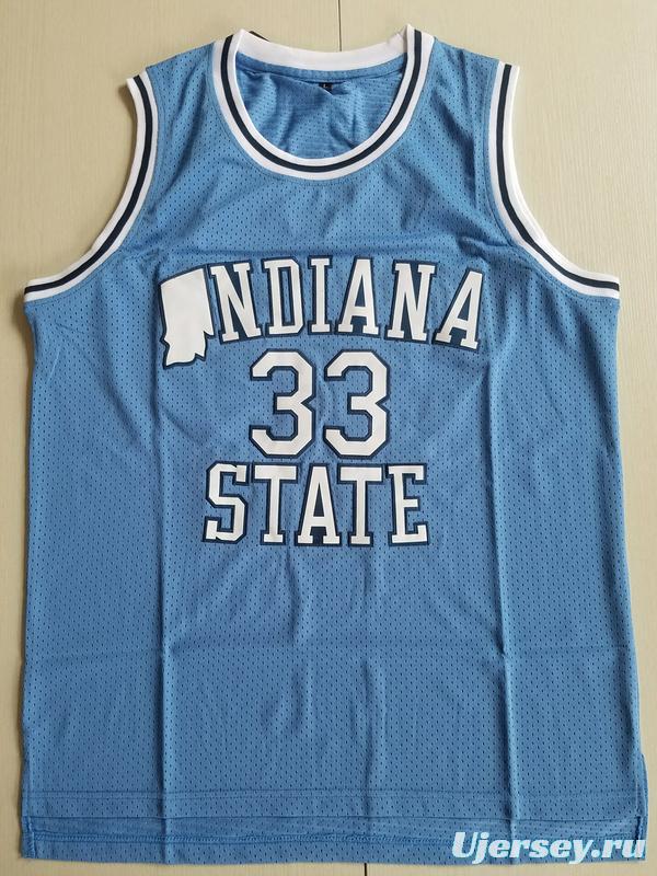 Larry Bird 33 Indiana State College Light Blue Basketball Jersey