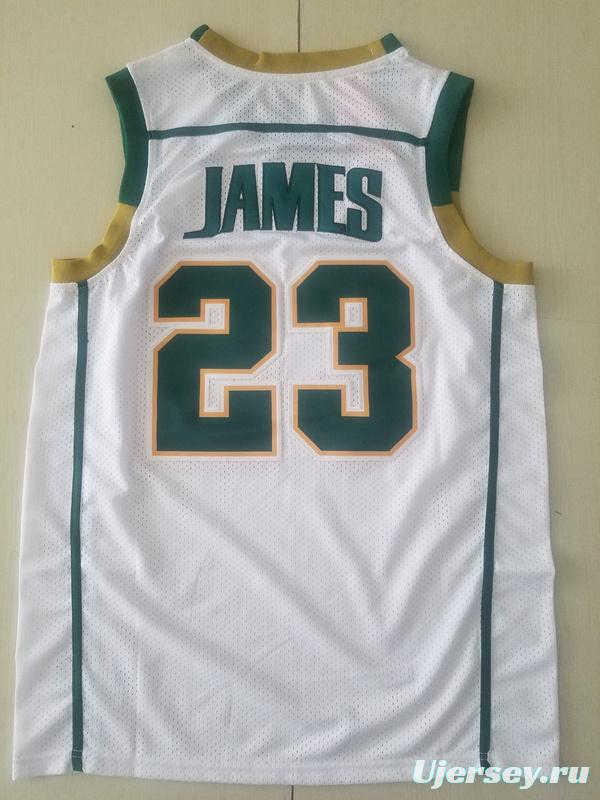 LeBron James 23 Irish High School White Basketball Jersey