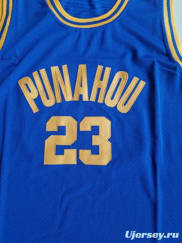 EJ Barack Obama 23 Punahou High Blue Basketbal Jersey