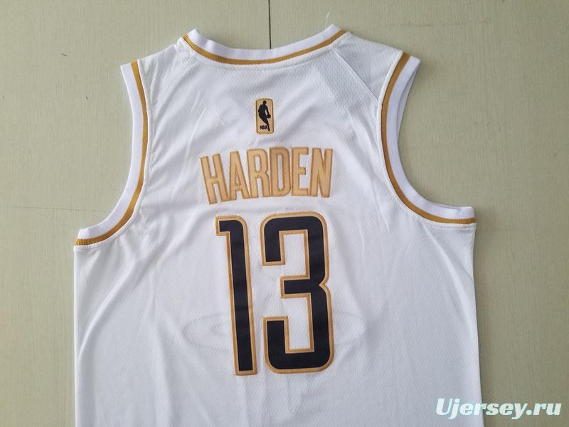 James Harden 13 White Golden Edition Jersey