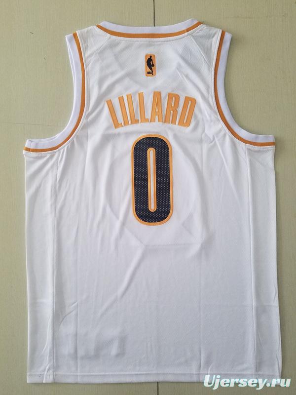 Damian Lillard 0 White Golden Edition Jersey