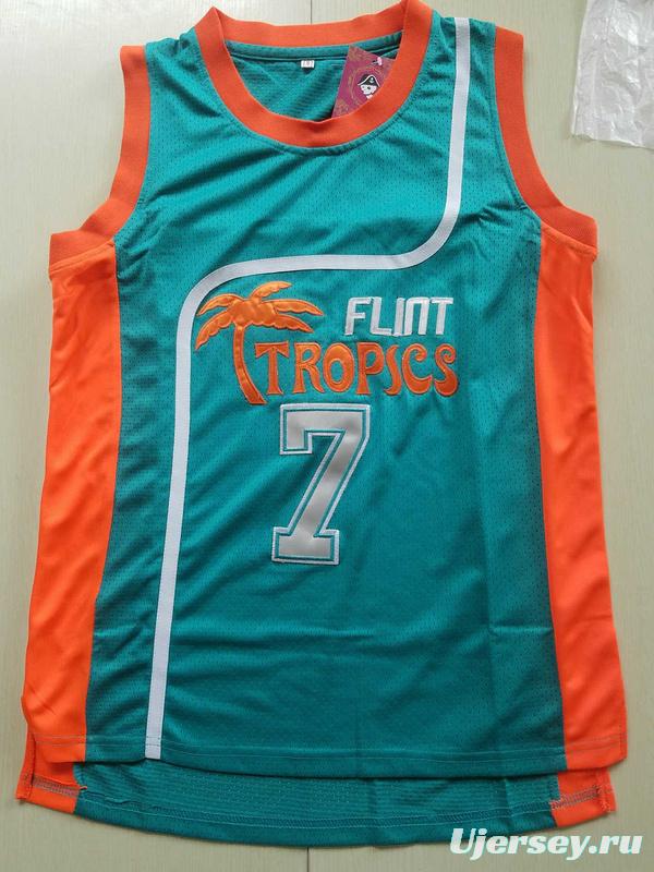 Flint Tropics 7 Coffee Black Basketball Jersey Semi Pro Team New