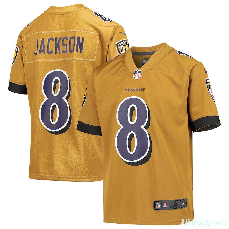 Youth Lamar Jackson Gold Inverted Player Limited Team Jersey