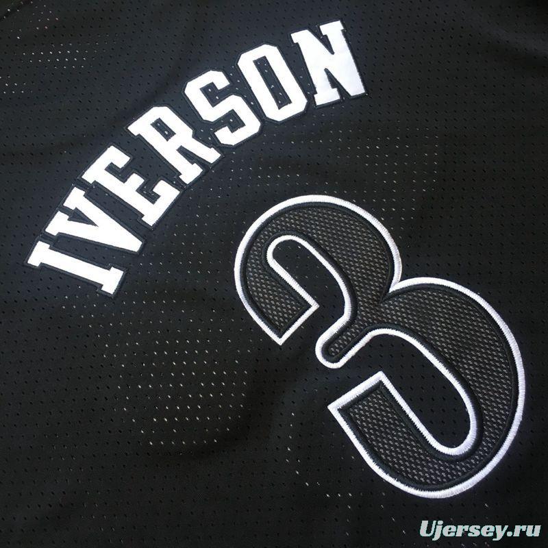 Men's Allen Iverson Black Retro Classic Team Short Sleeve Jersey