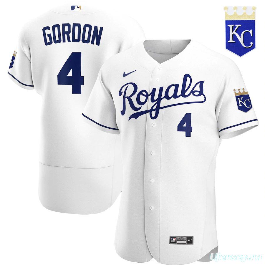 Men's Alex Gordon White Home 2020 Authentic Player Team Jersey