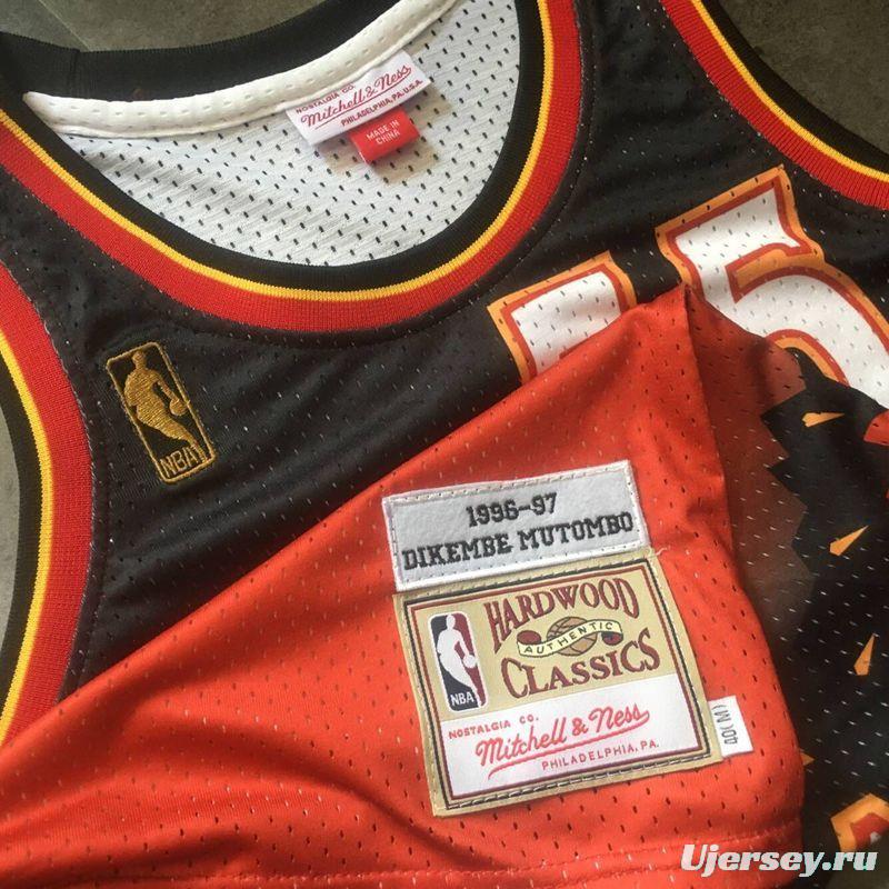 Men's Dikembe Mutombo Black And Red Retro Classic Team Jersey