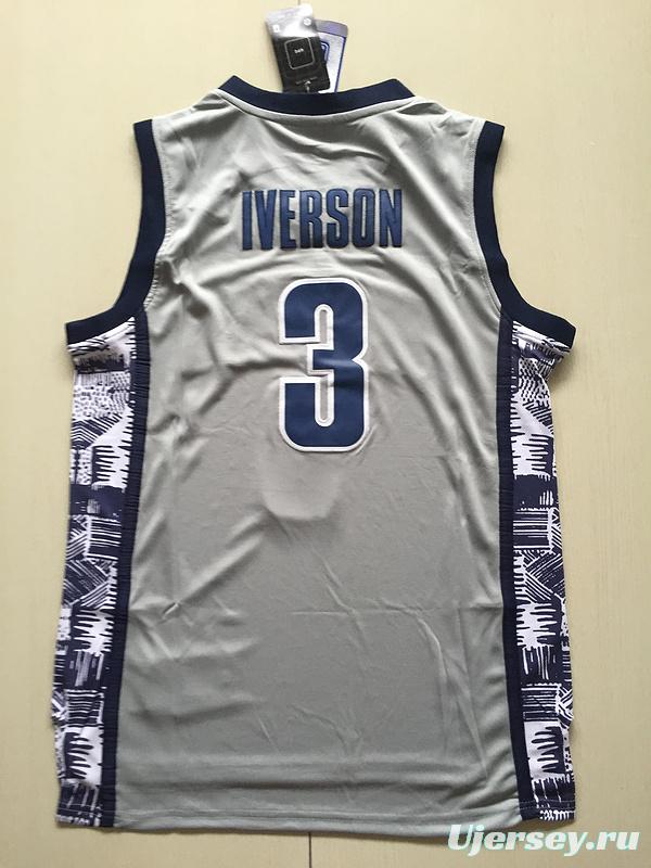 Allen Iverson 3 Hoyas College Gray Basketball Jersey