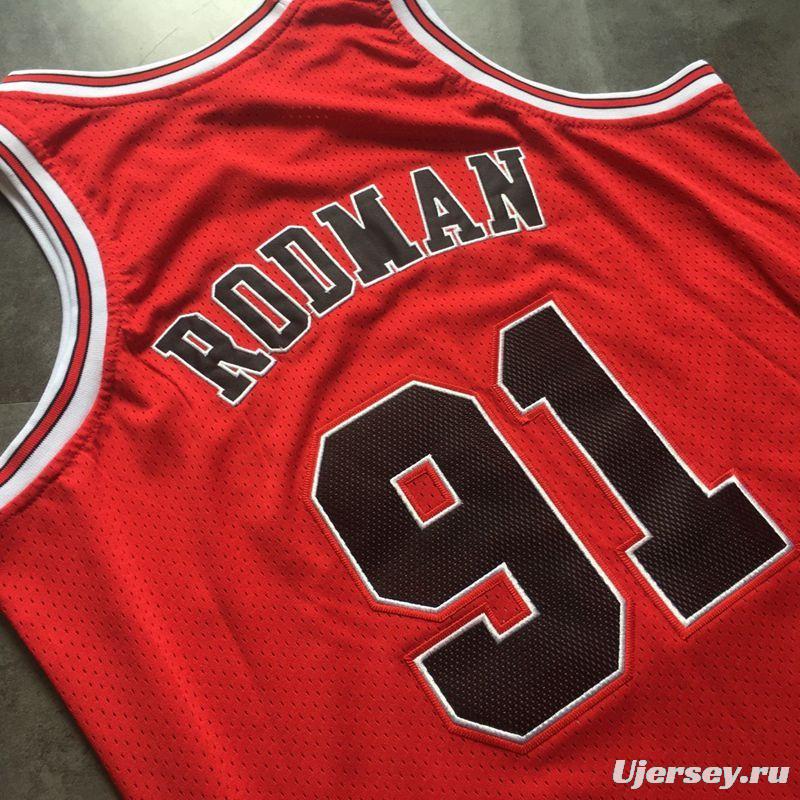 Men's Dennis Rodman Red Retro Classic Team Jersey